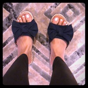 Espadrille navy blue bow sandals